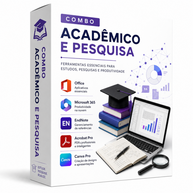 Combo Acadêmico e Pesquisa Office + Microsoft 365 + EndNote + Acrobat Pro + Canva Pro