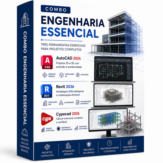 Combo Engenharia Essencial - AutoCAD 2026 + Revit 2026 + Cypecad 2026