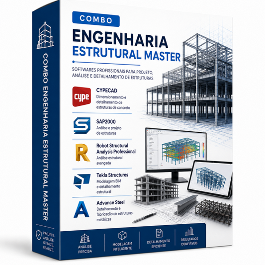 Combo Engenharia Estrutural Master CYPECAD + SAP2000 + Robot Structural + Tekla Structures + Advance Steel