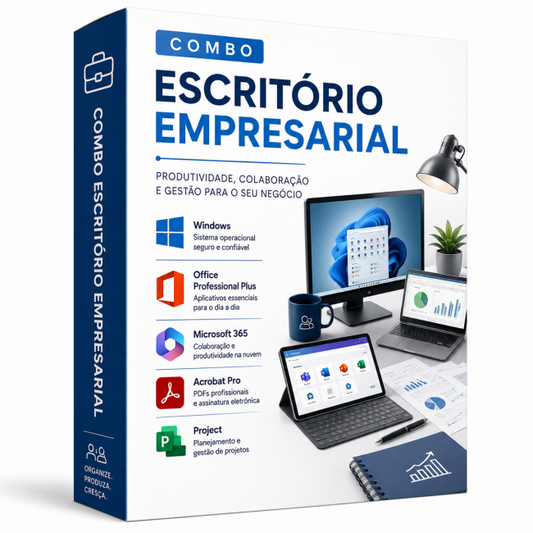 Combo Escritório Empresarial Windows + Office Professional Plus + Microsoft 365 + Acrobat Pro + Project