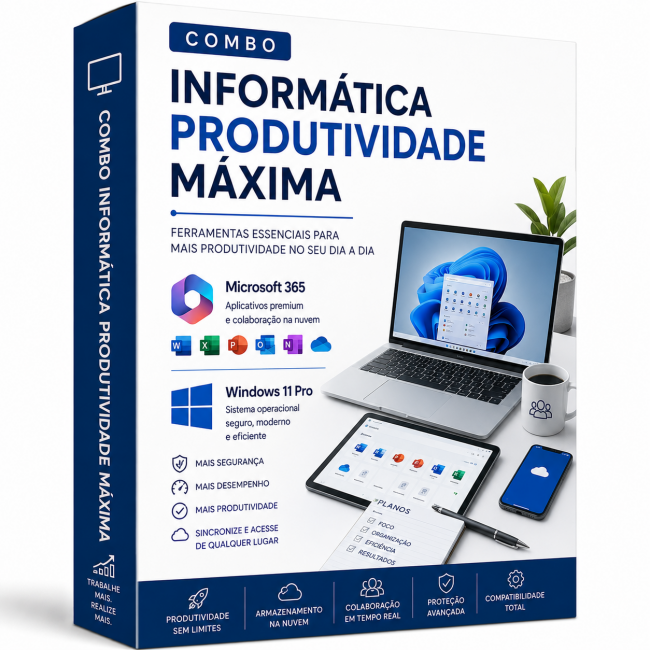 Combo Informática Produtividade Máxima - Microsoft 365 + Windows 11 Pro